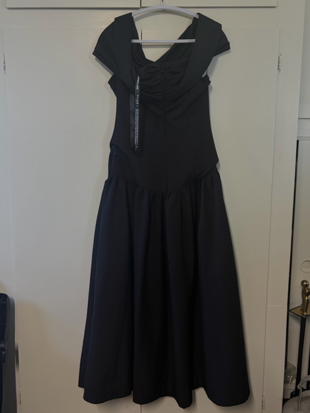 Club L London Marguerite Black Twisted Bardot Drop-Waist Maxi Dress 6 NWT - Picture 11 of 15